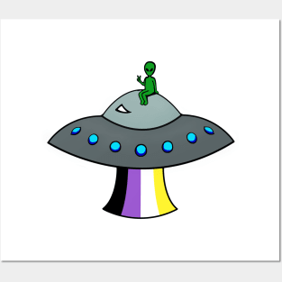 Nonbinary Pride Alien Posters and Art